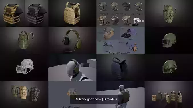 Military gear pack 3D Model Collection