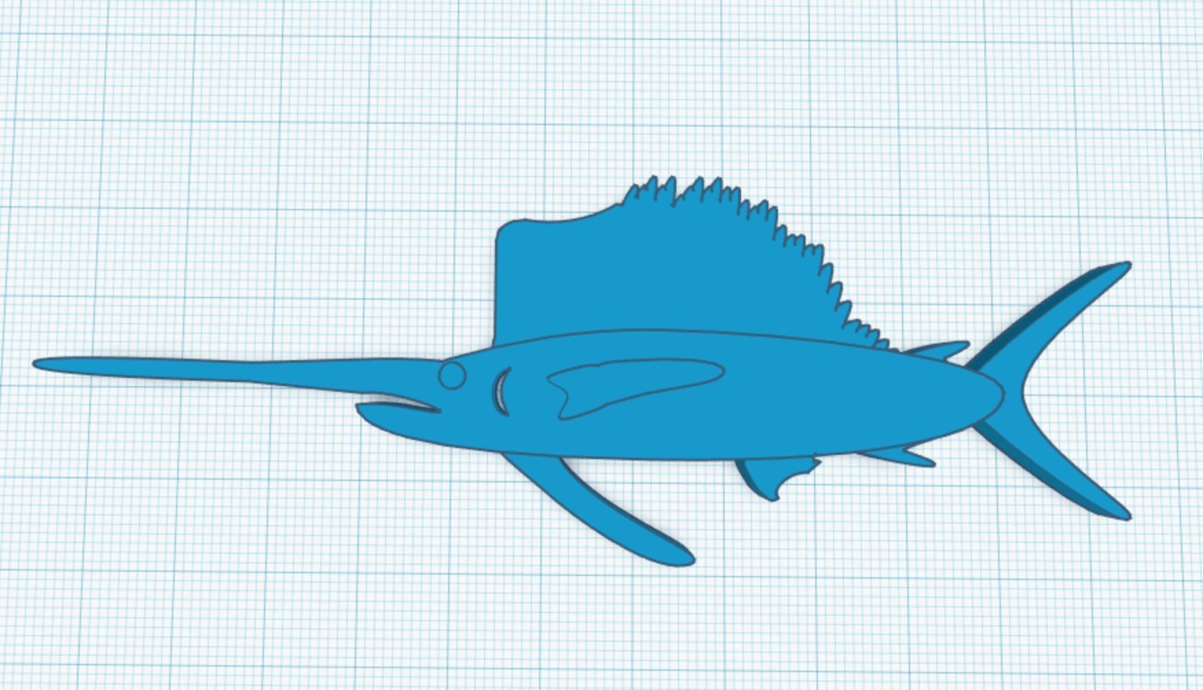 Low-Poly 2D Sailfish  3D print model_1