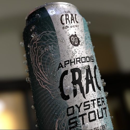 16OZ Beer Can with CRV Engraving Condensation Sweat and Ice 3D model