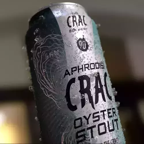 16OZ Beer Can with CRV Engraving Condensation Sweat and Ice 3D model