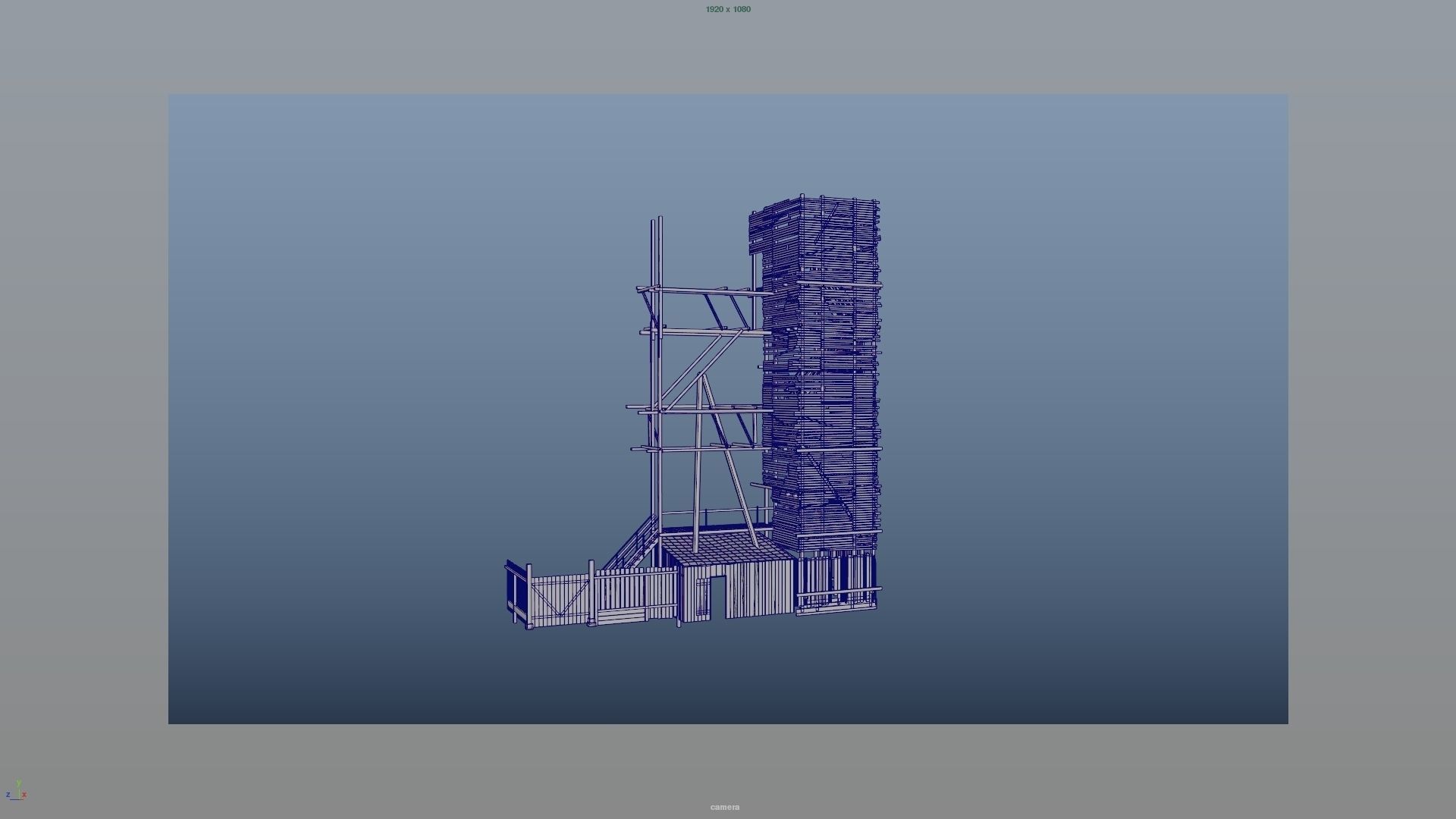 wodden scaffold Low-poly 3D model_10