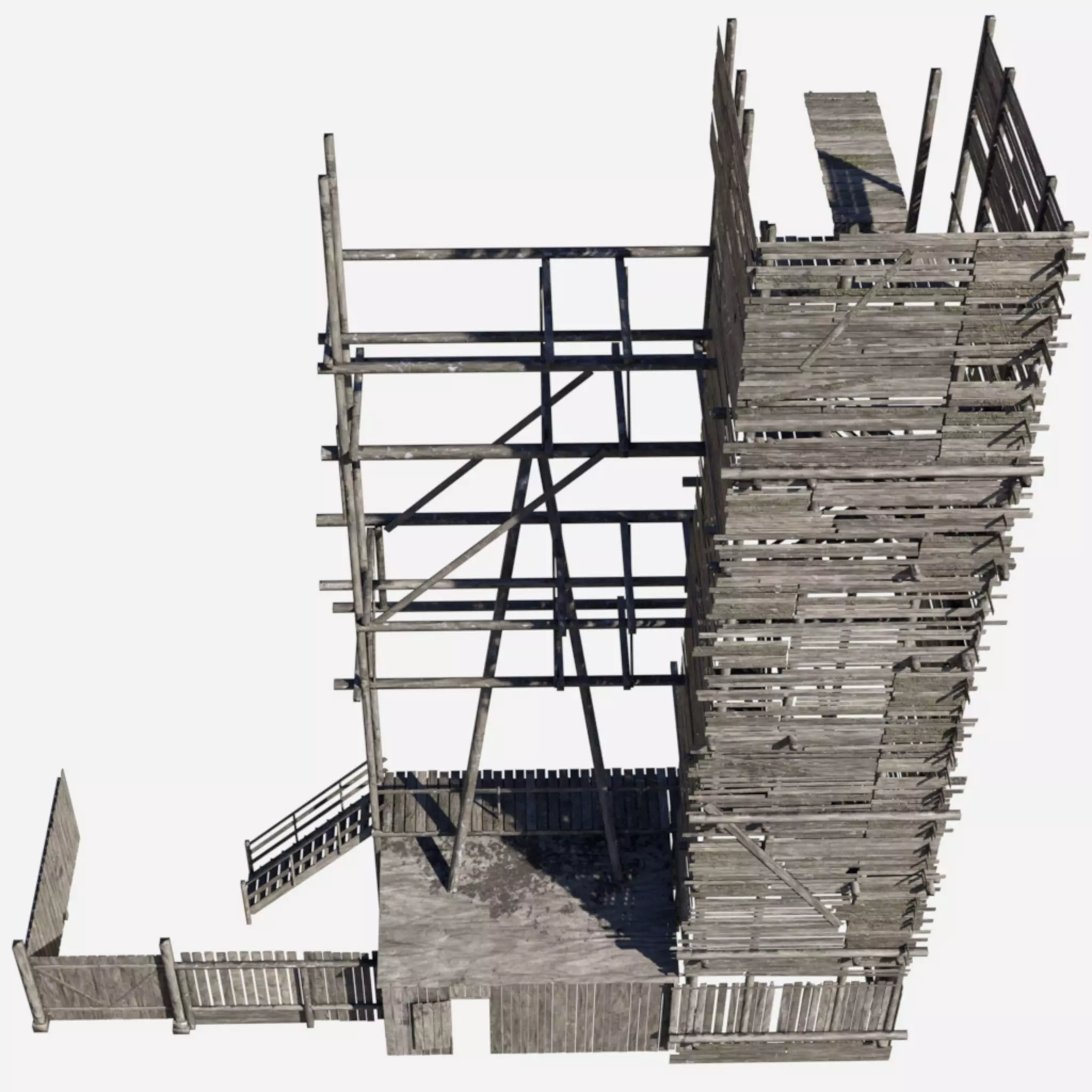 wodden scaffold Low-poly 3D model_0