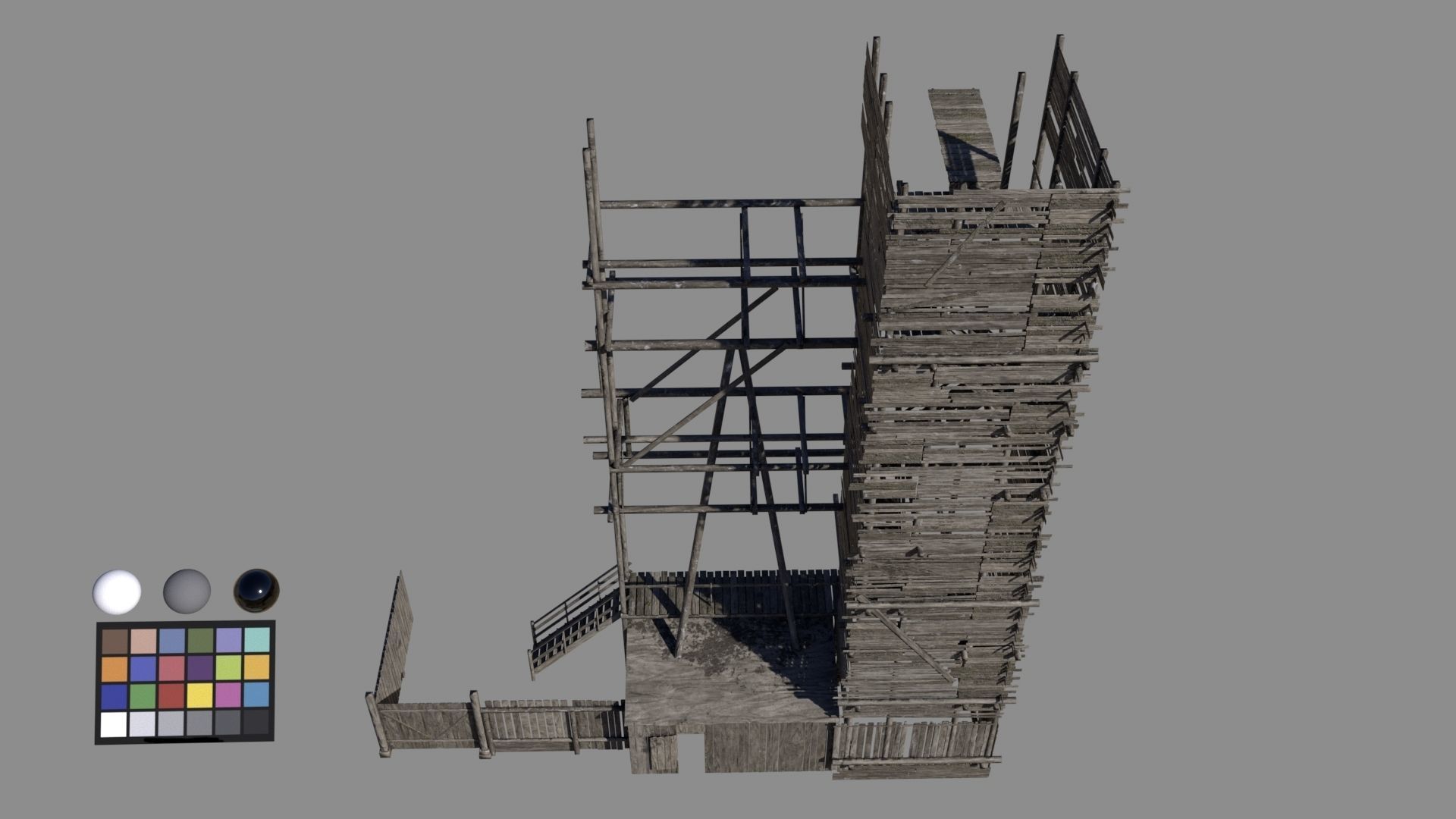 wodden scaffold Low-poly 3D model_8