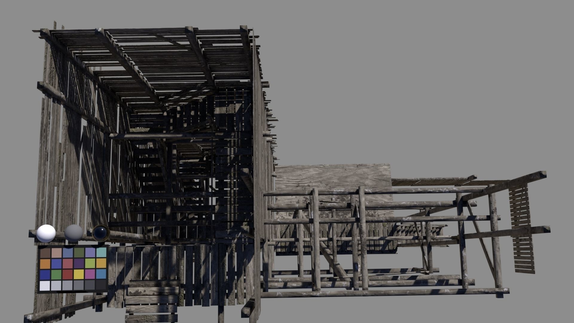 wodden scaffold Low-poly 3D model_7