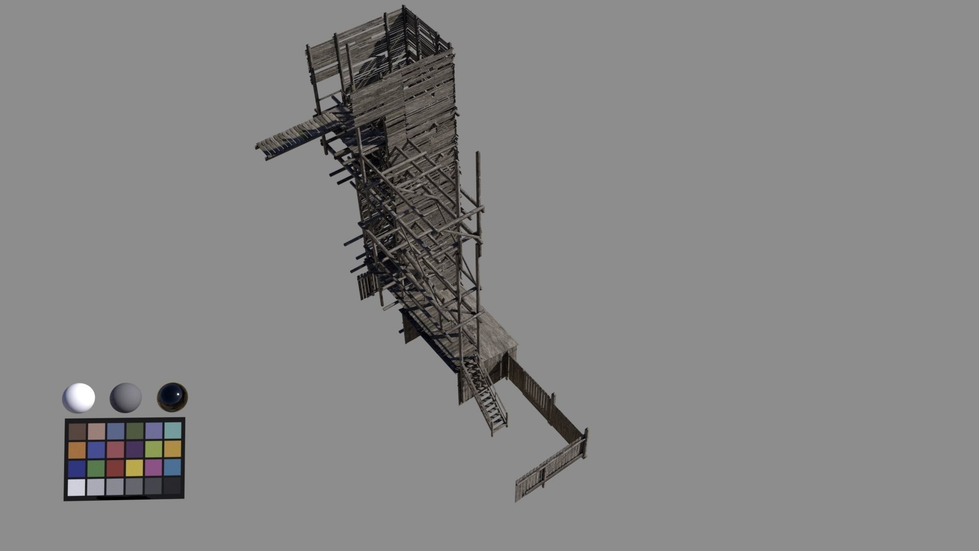 wodden scaffold Low-poly 3D model_5