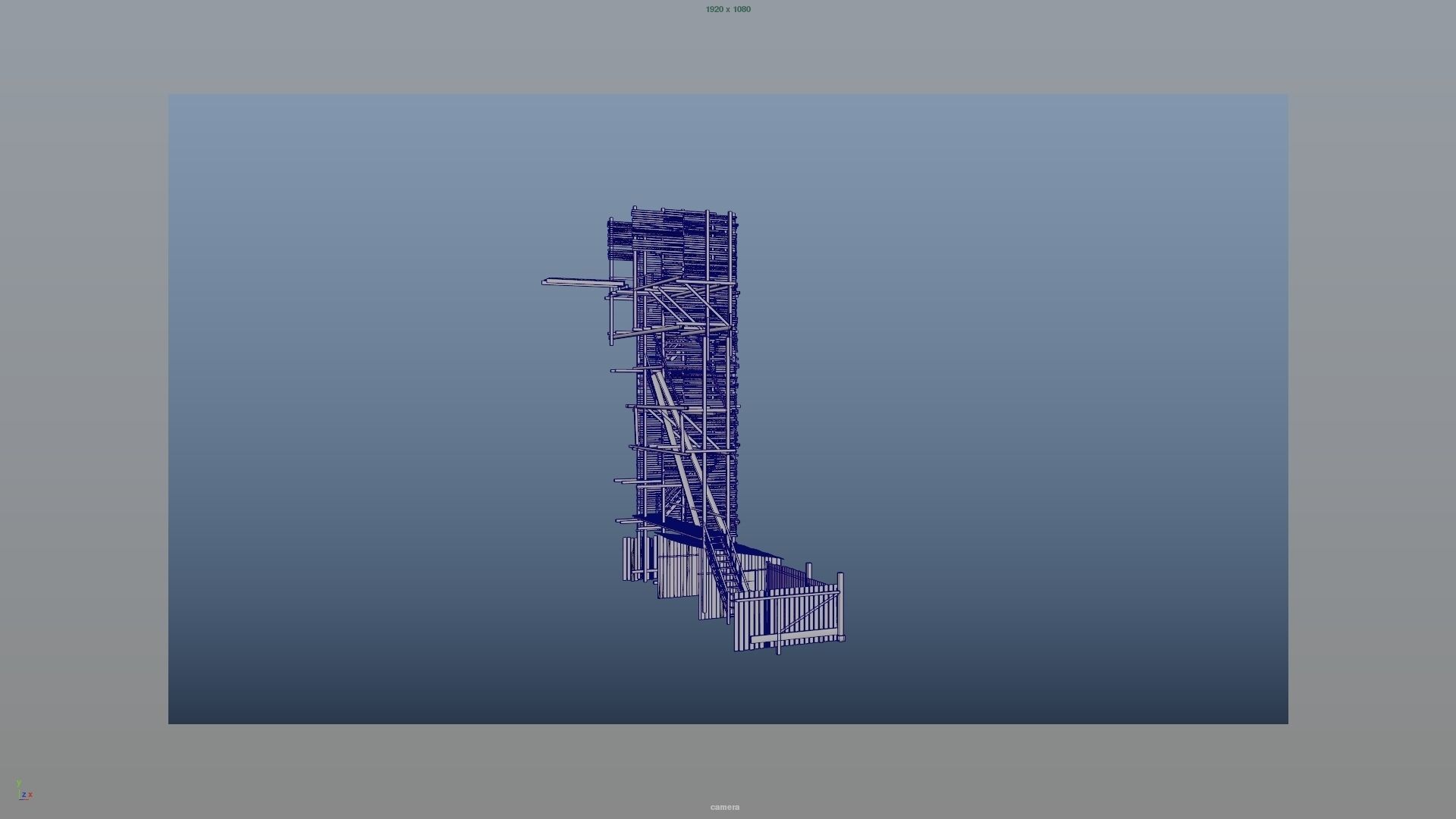 wodden scaffold Low-poly 3D model_11