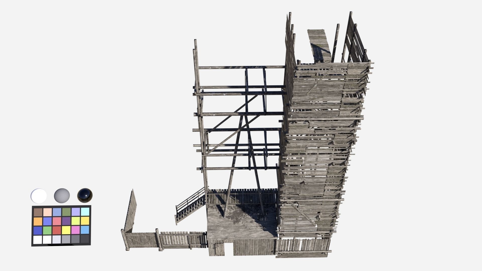 wodden scaffold Low-poly 3D model_2