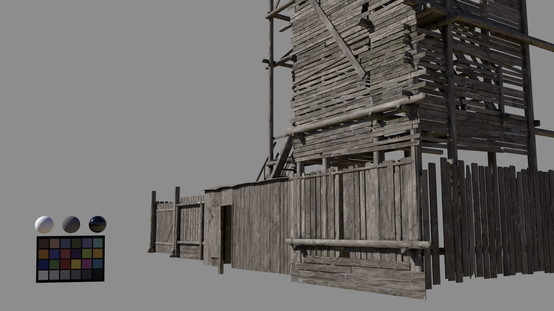 wodden scaffold Low-poly 3D model_3