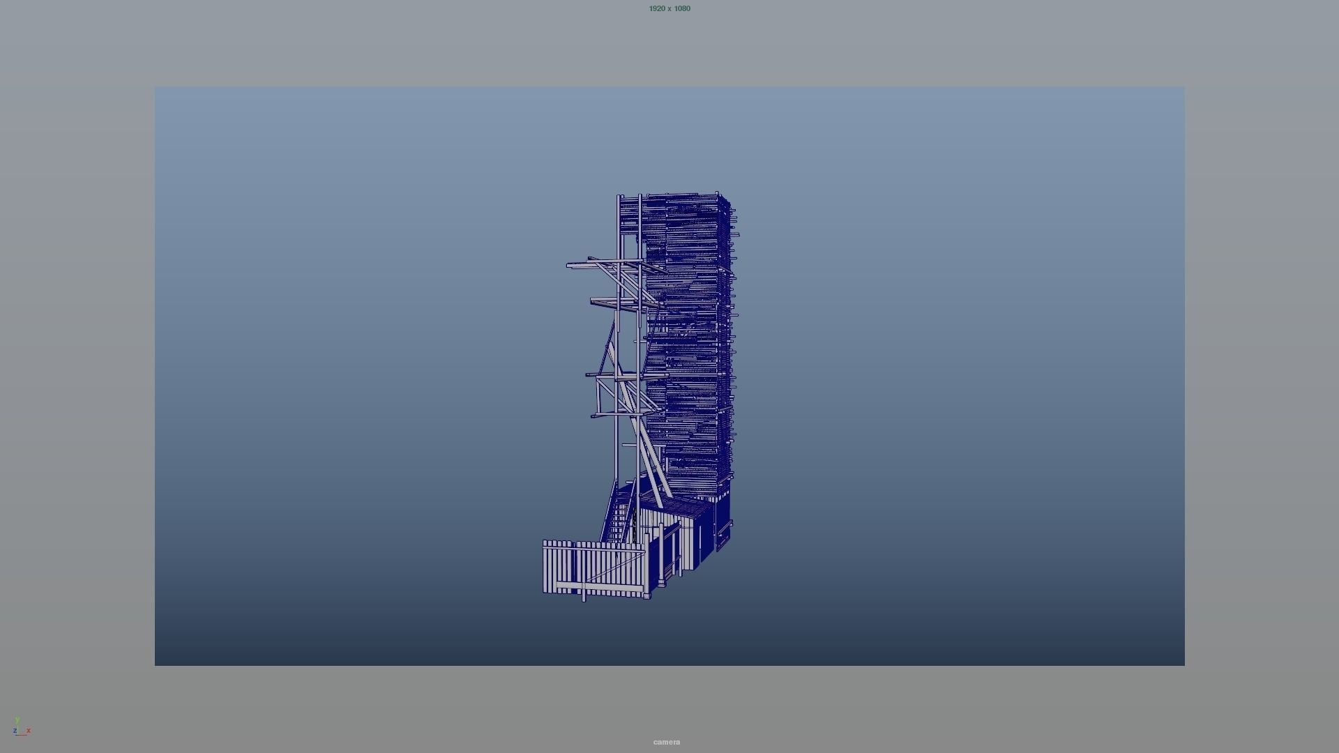 wodden scaffold Low-poly 3D model_12