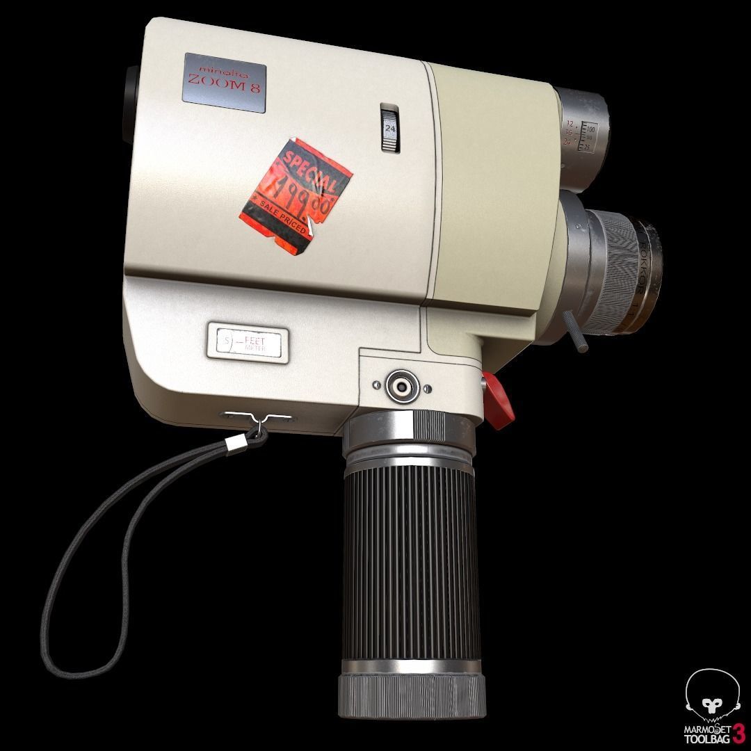 Vintage Minolta 8mm camcorder Lowpoly  Low-poly 3D model_3