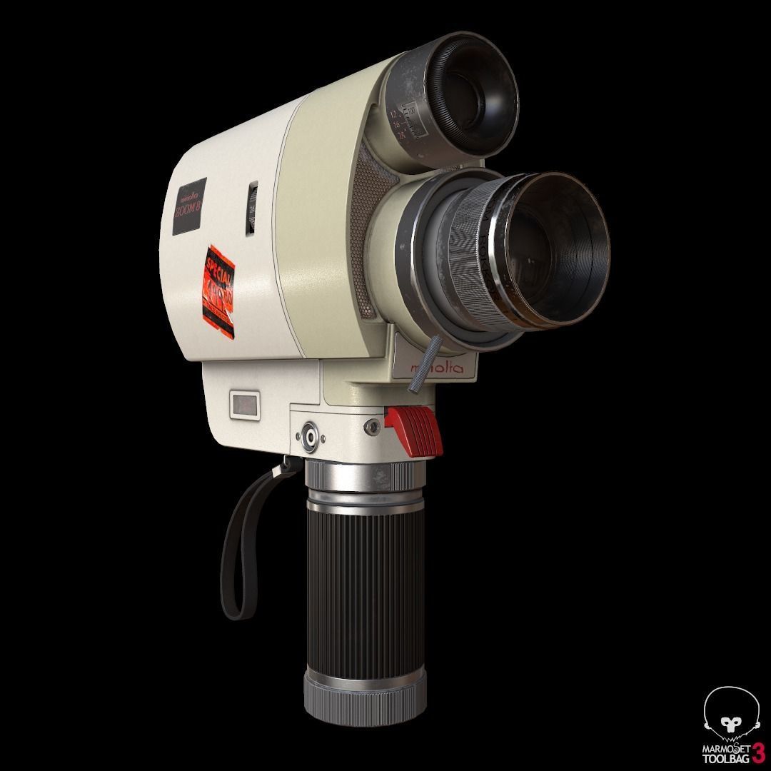 Vintage Minolta 8mm camcorder Lowpoly  Low-poly 3D model_9