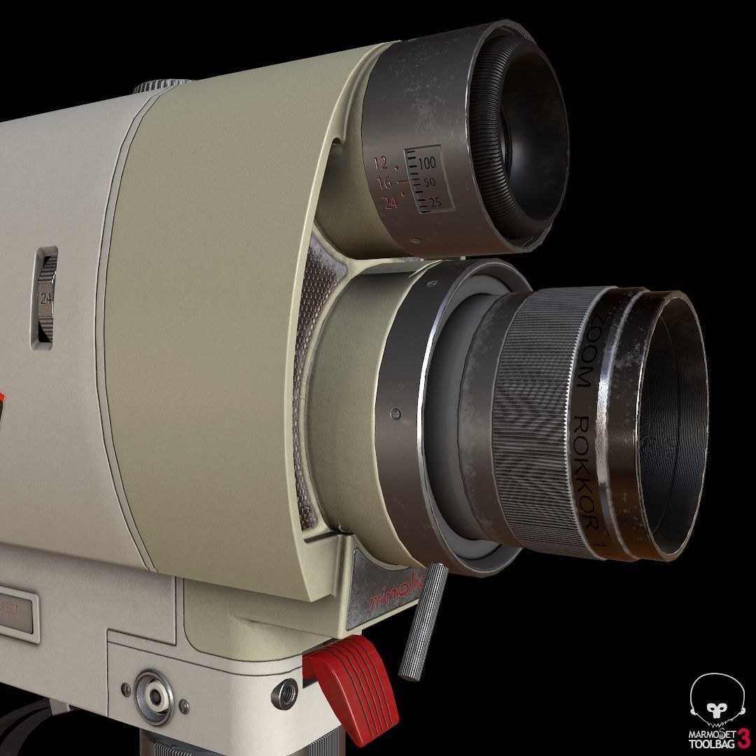 Vintage Minolta 8mm camcorder Lowpoly  Low-poly 3D model_7