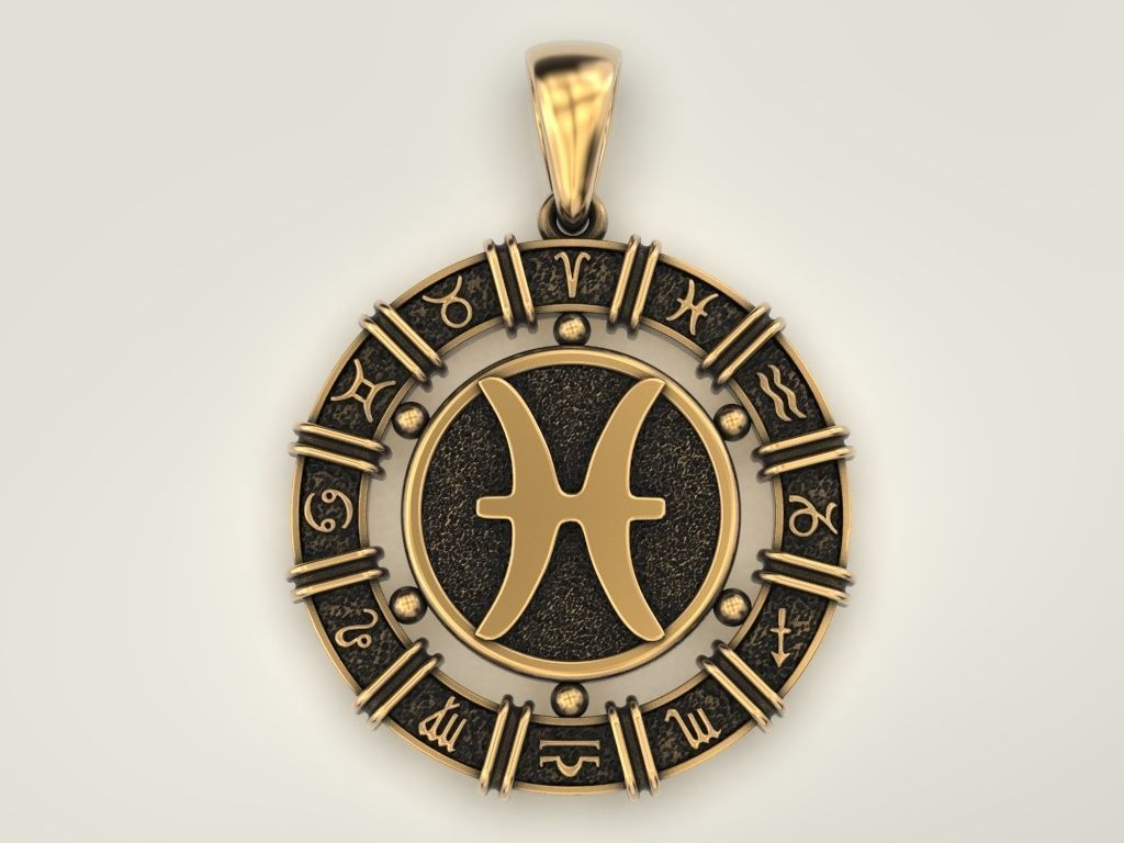 12 Zodiac Signs Horoscope Charm Pendant 2 3D print model_13