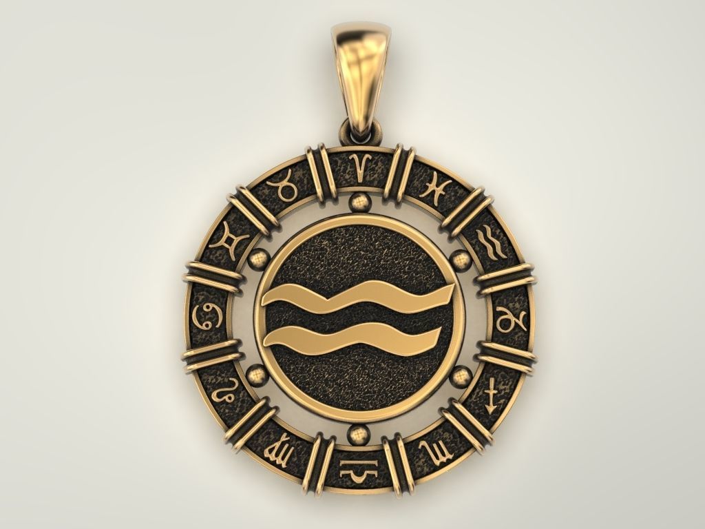 12 Zodiac Signs Horoscope Charm Pendant 2 3D print model_14