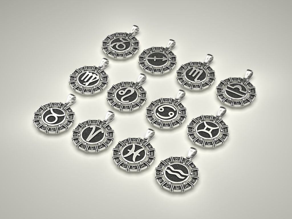 12 Zodiac Signs Horoscope Charm Pendant 2 3D print model_17