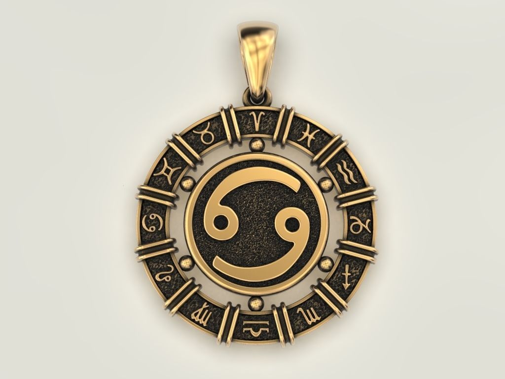 12 Zodiac Signs Horoscope Charm Pendant 2 3D print model_9