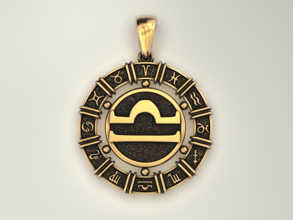 12 Zodiac Signs Horoscope Charm Pendant 2 3D print model_6