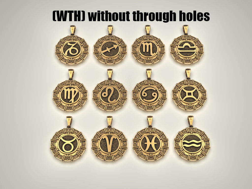 12 Zodiac Signs Horoscope Charm Pendant 2 3D print model_2