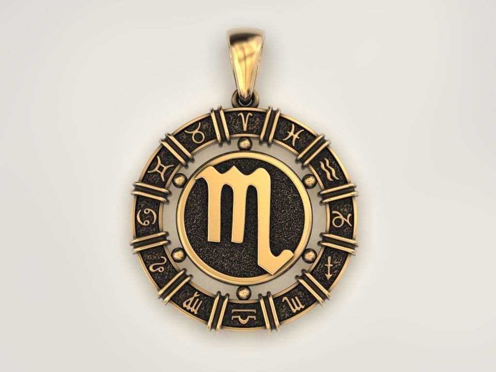 12 Zodiac Signs Horoscope Charm Pendant 2 3D print model_5