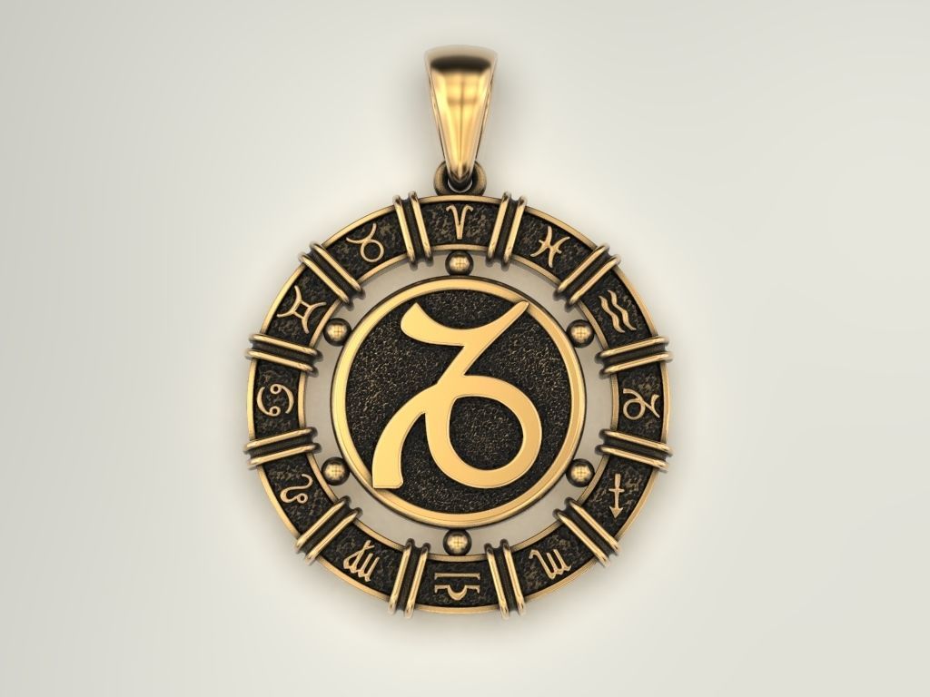 12 Zodiac Signs Horoscope Charm Pendant 2 3D print model_3