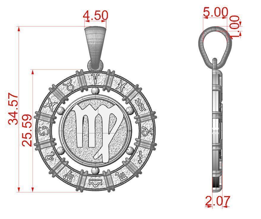 12 Zodiac Signs Horoscope Charm Pendant 2 3D print model_15