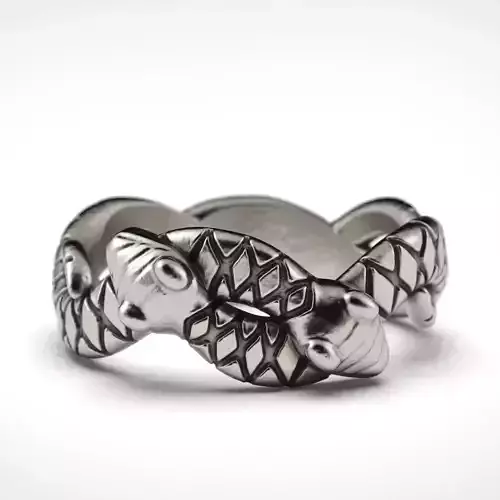 Snake silver koi fish ring 3D print model