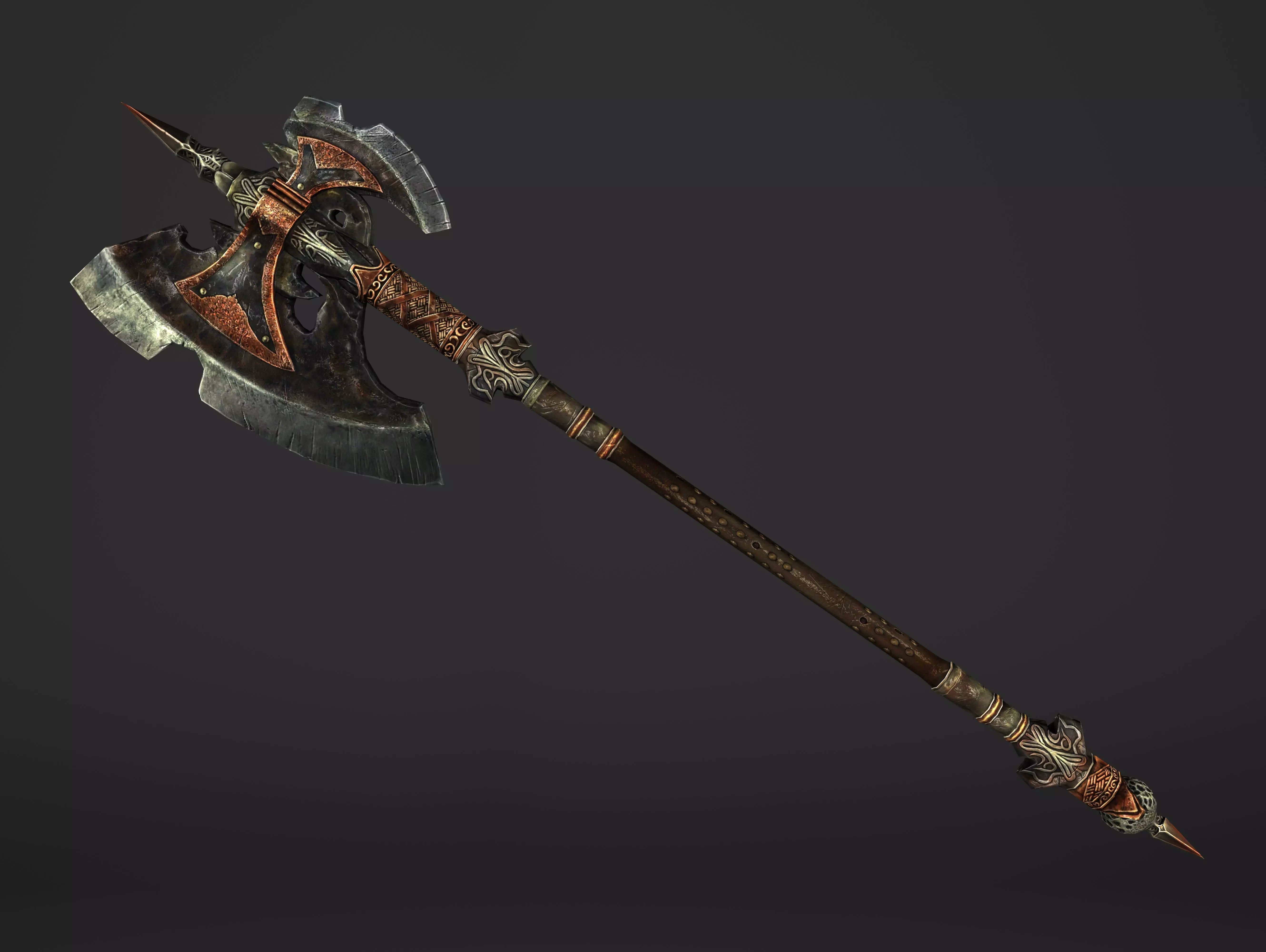 Great Spear Head Battleaxe Low-poly 3D model_0