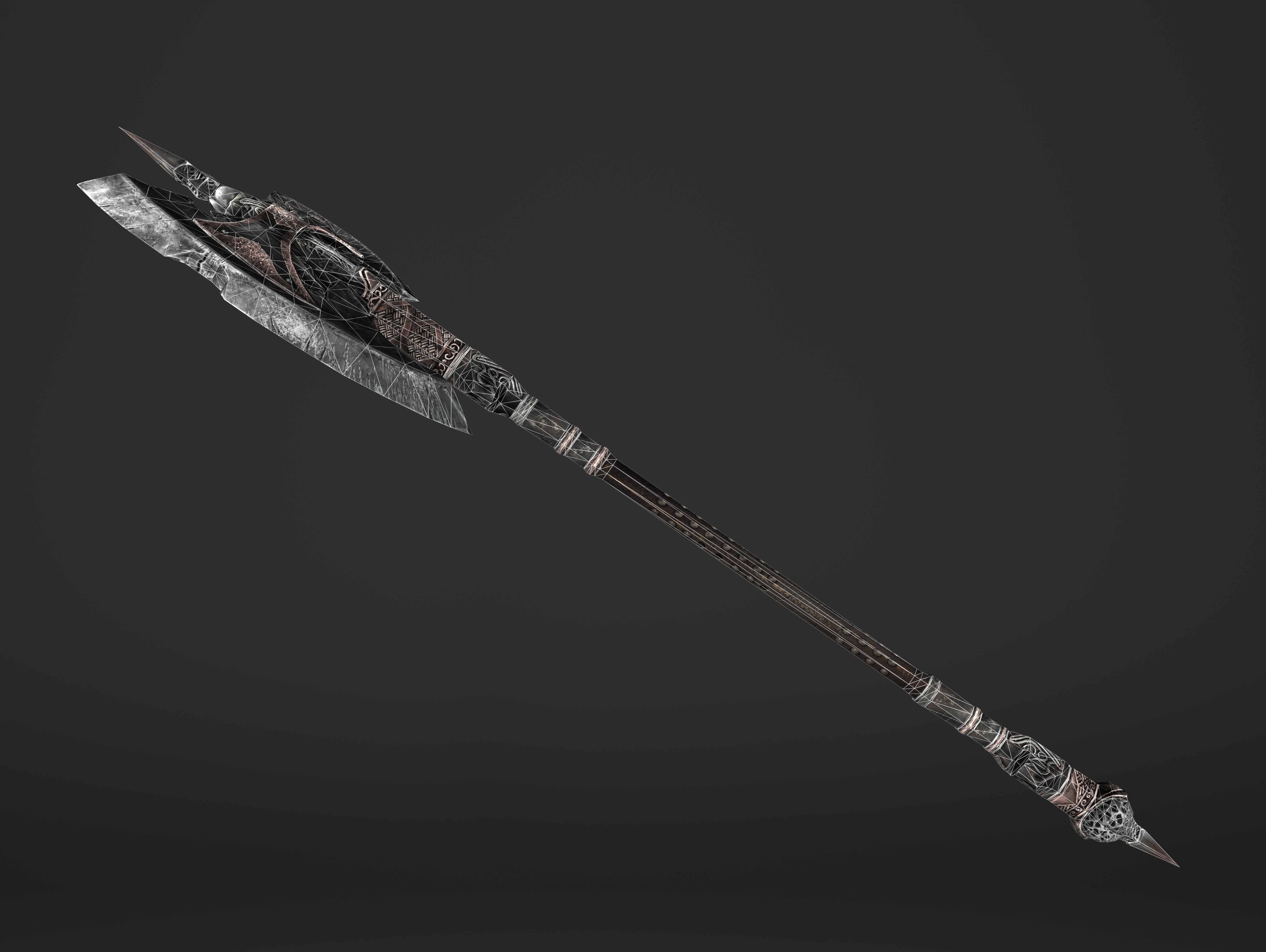 Great Spear Head Battleaxe Low-poly 3D model_5