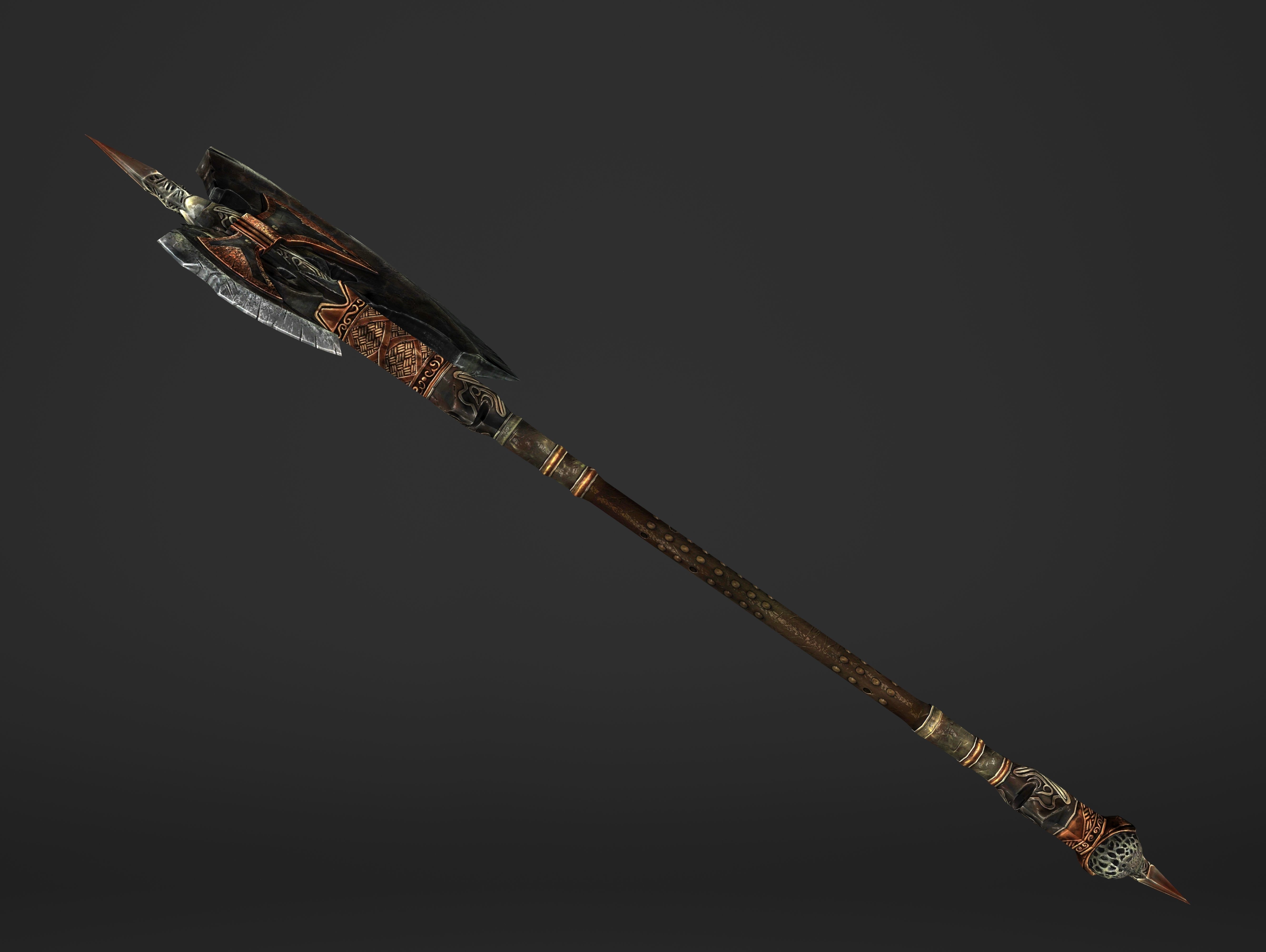 Great Spear Head Battleaxe Low-poly 3D model_14