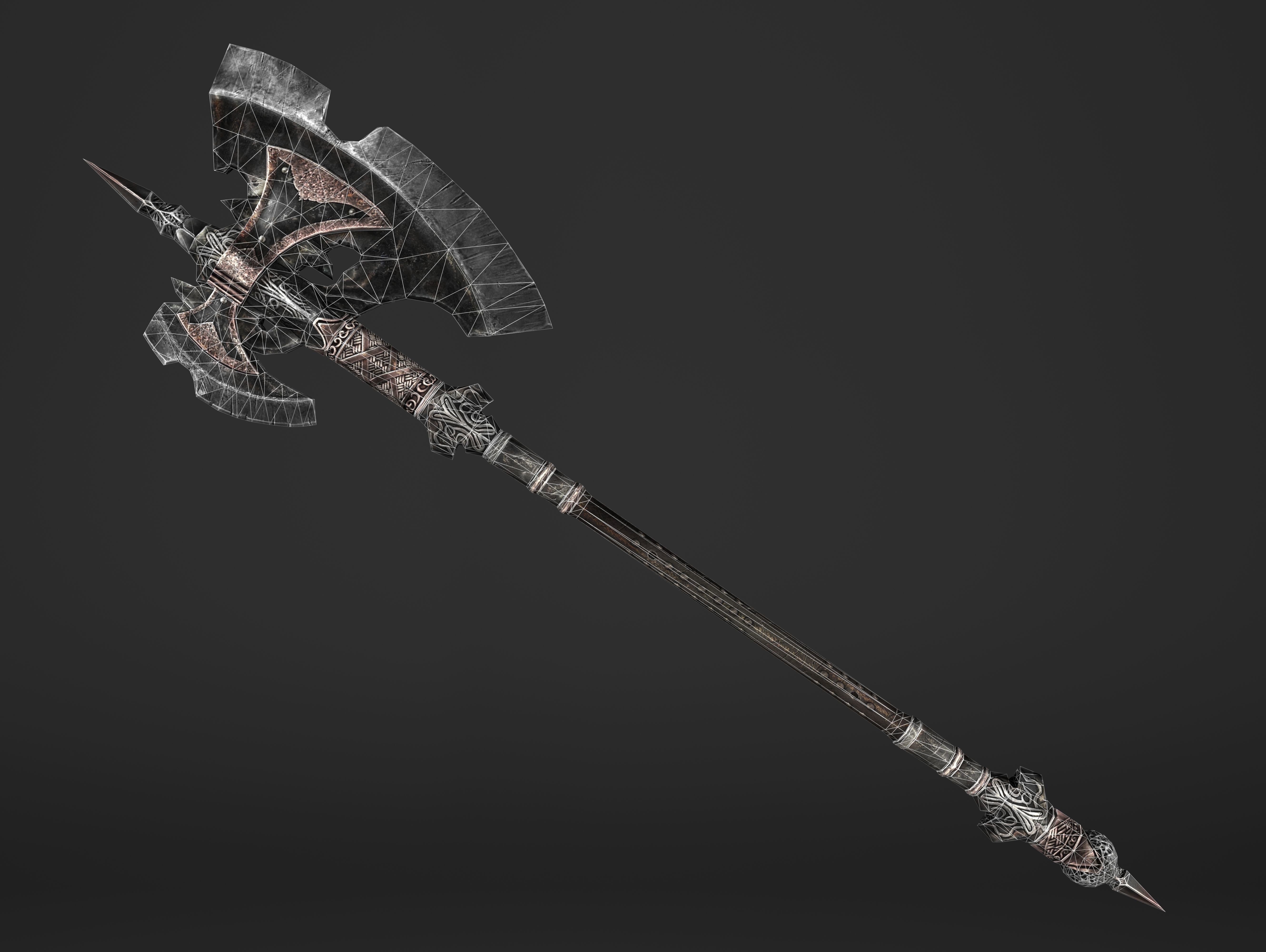 Great Spear Head Battleaxe Low-poly 3D model_11