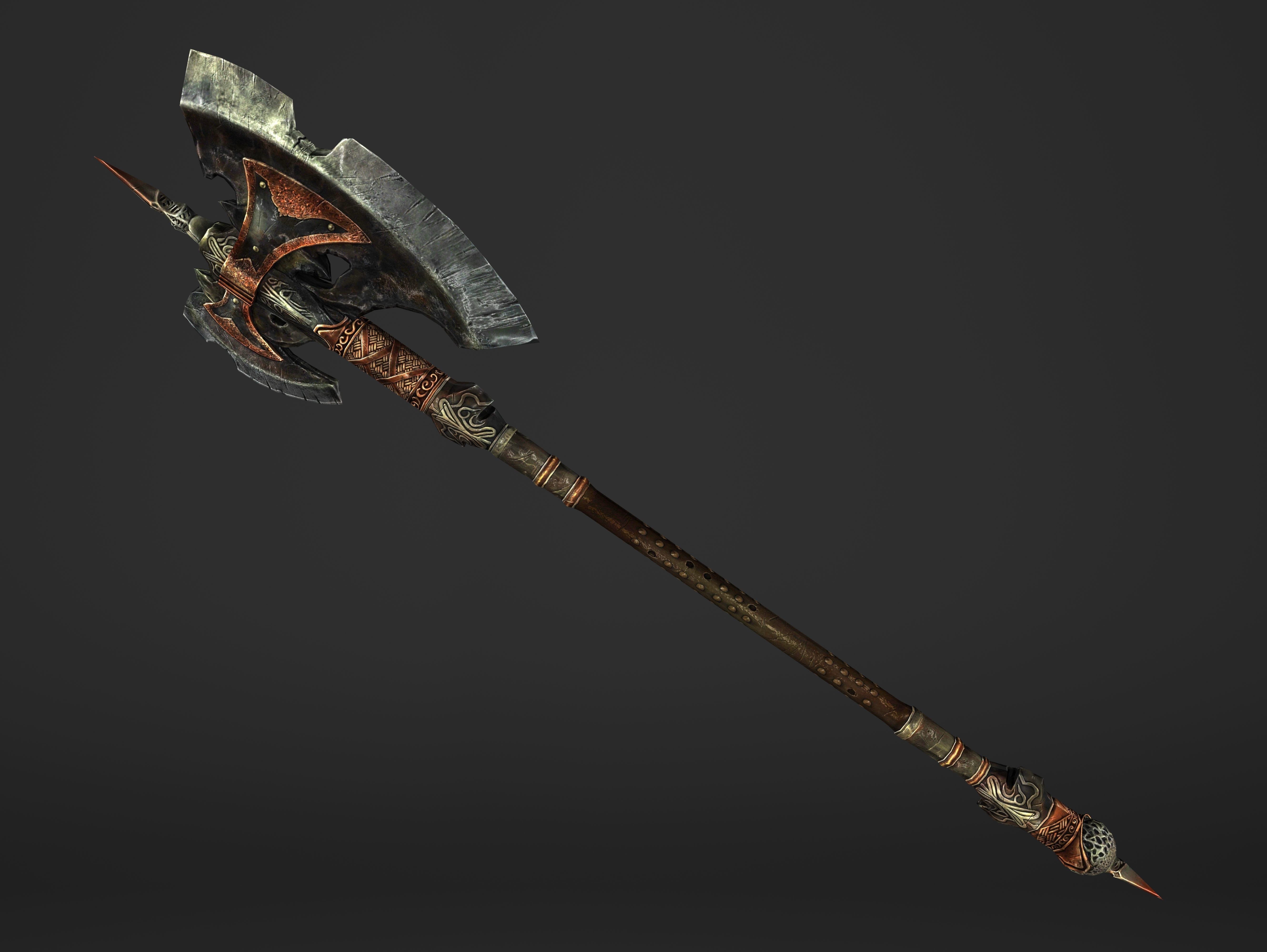 Great Spear Head Battleaxe Low-poly 3D model_8