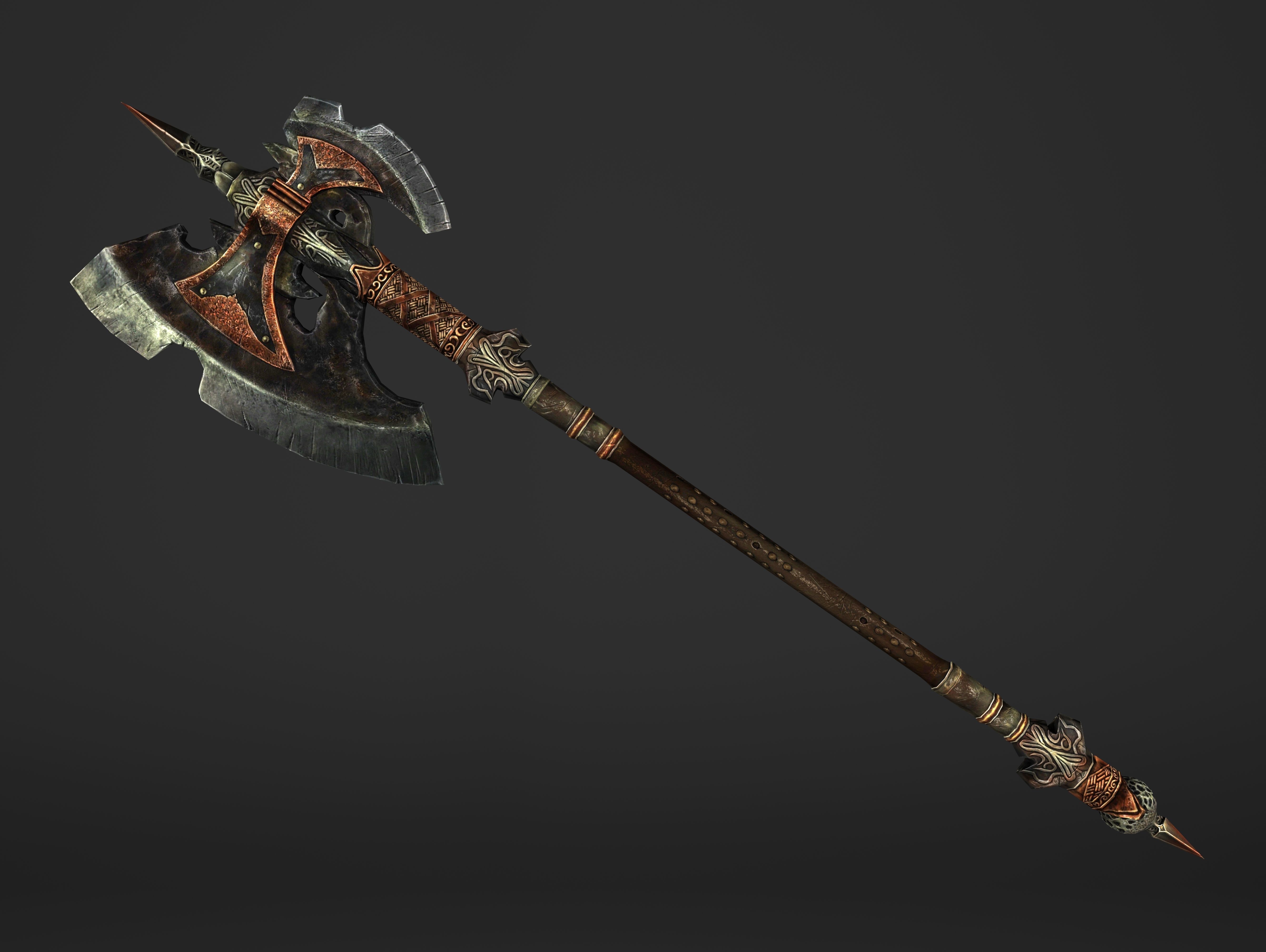 Great Spear Head Battleaxe Low-poly 3D model_20