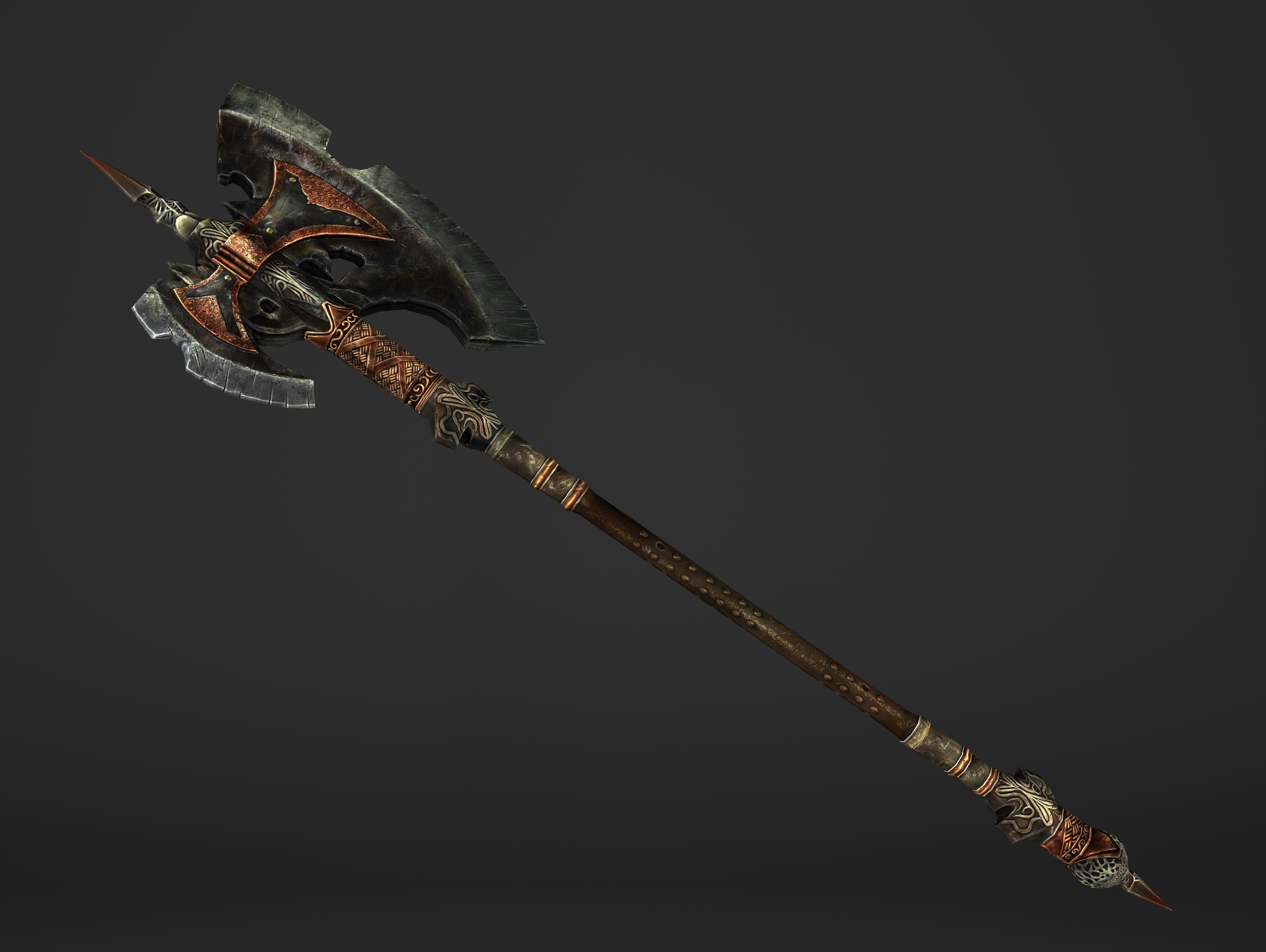 Great Spear Head Battleaxe Low-poly 3D model_12