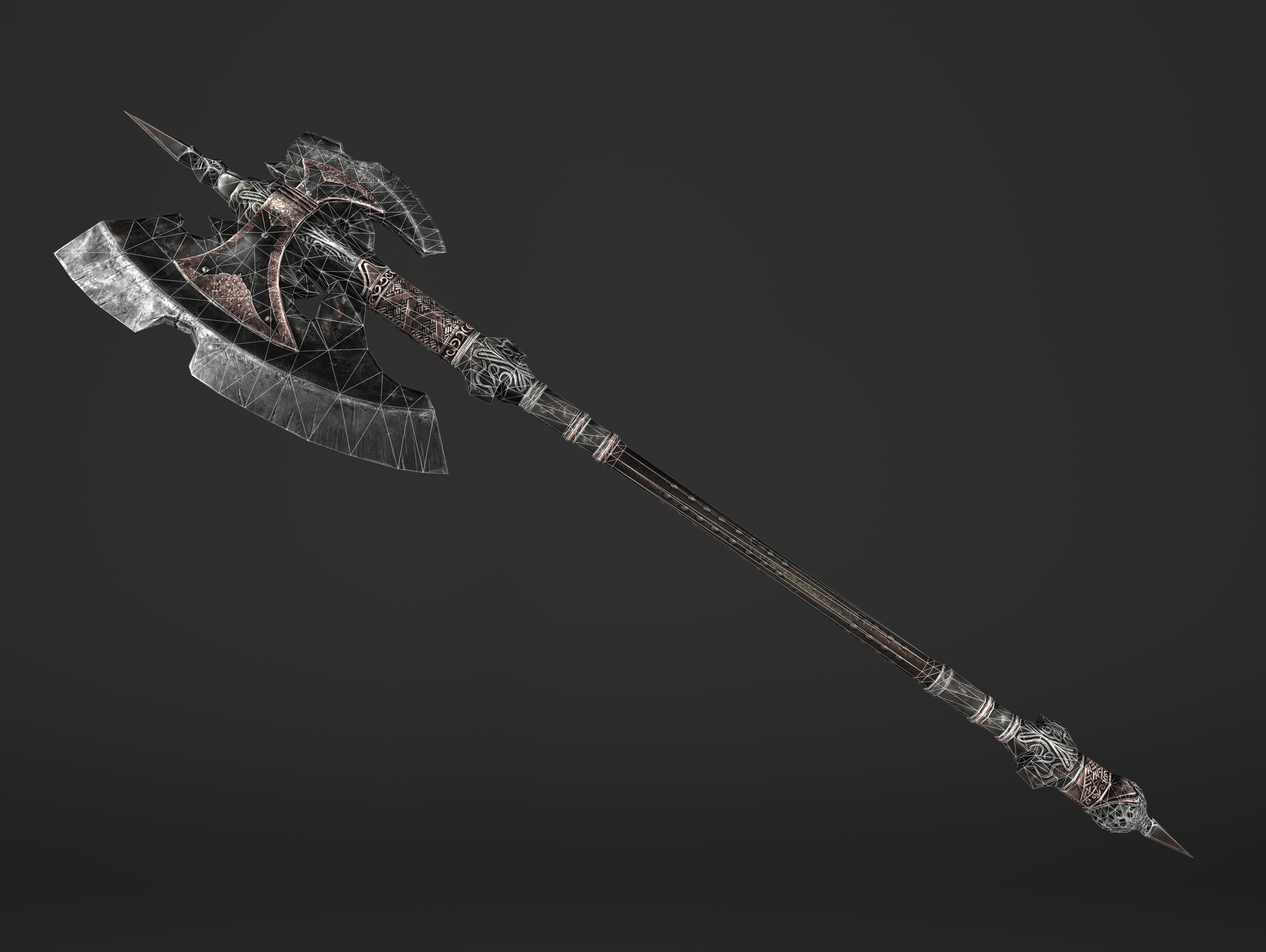 Great Spear Head Battleaxe Low-poly 3D model_3