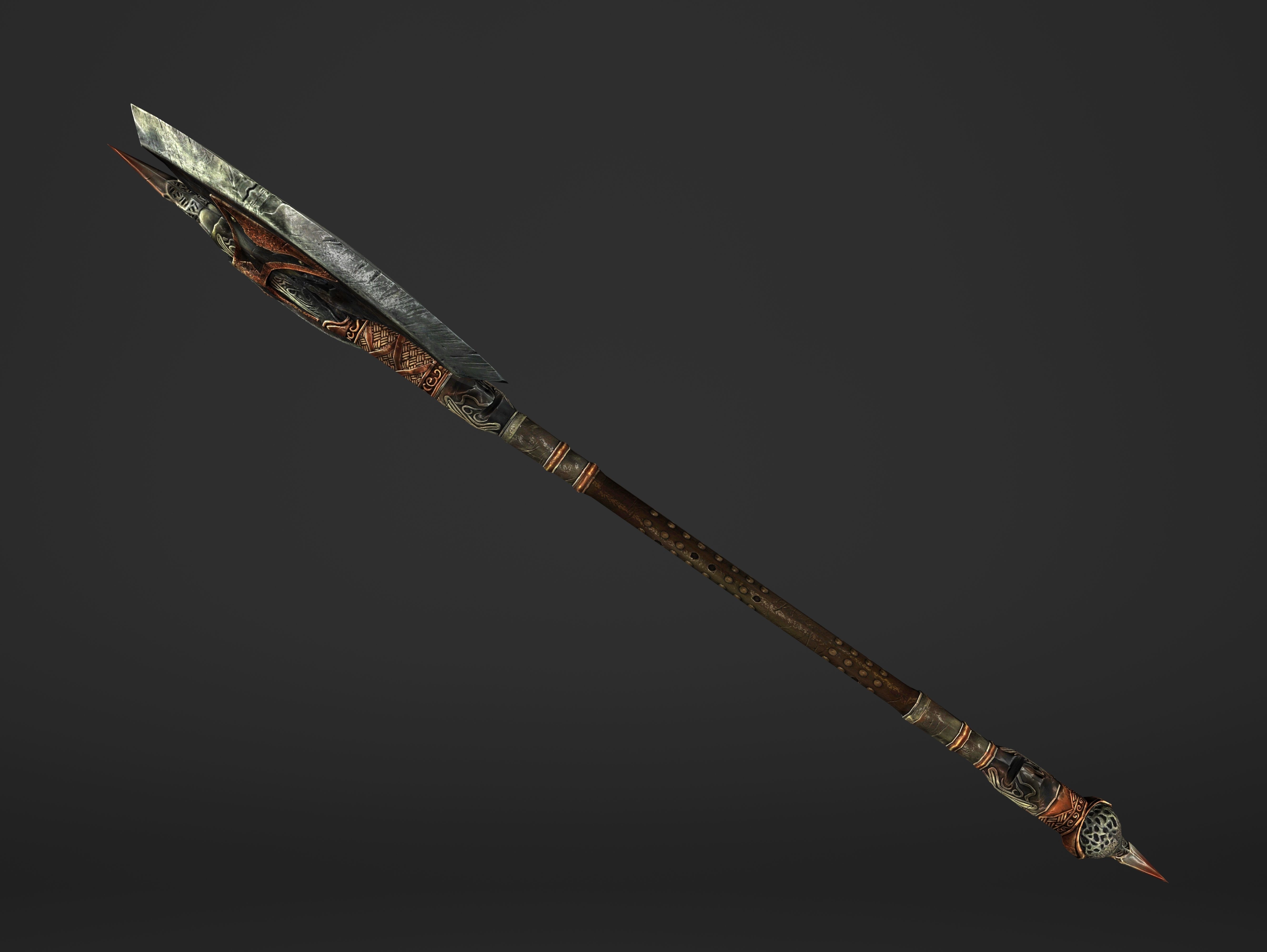 Great Spear Head Battleaxe Low-poly 3D model_6