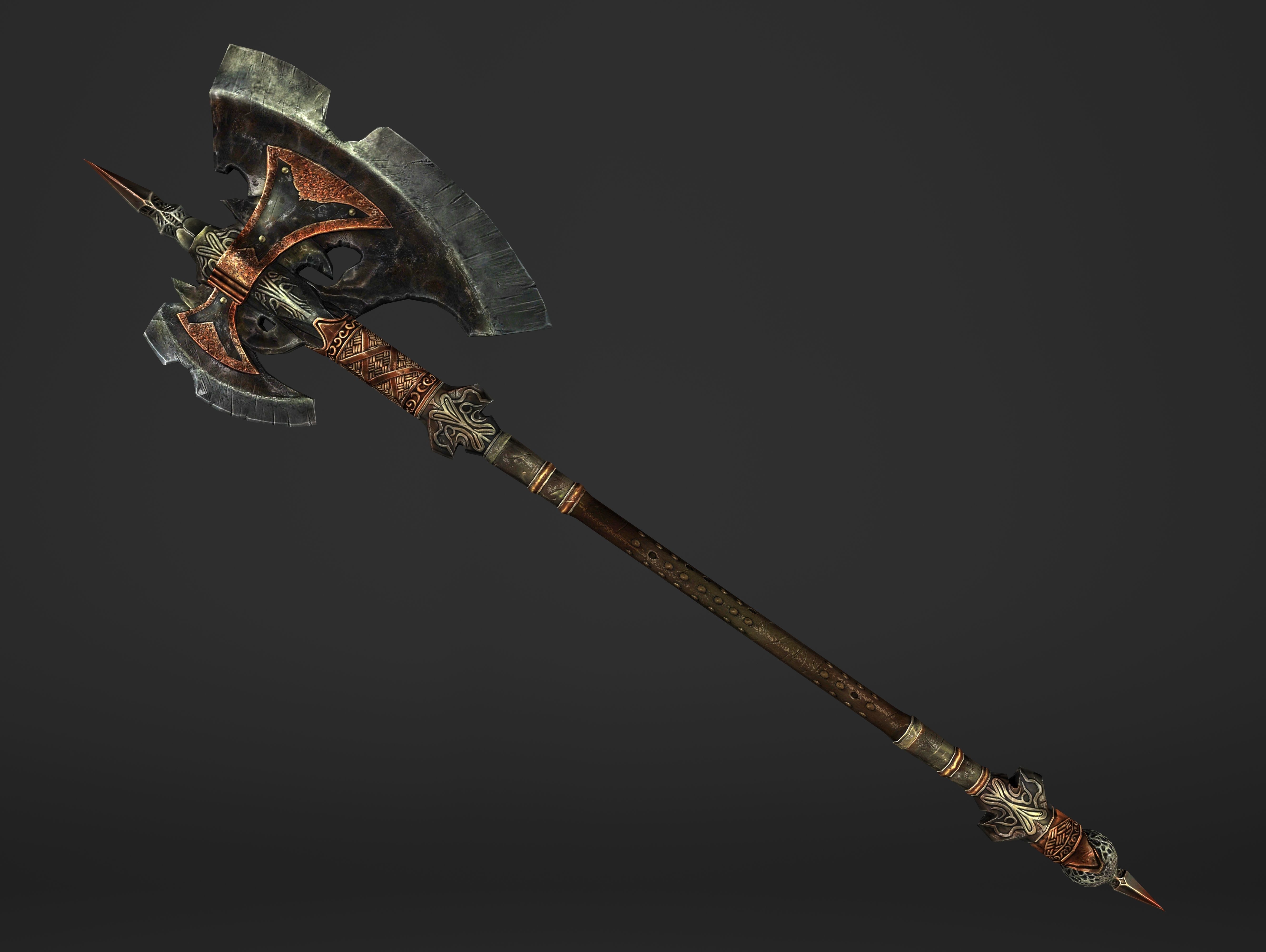 Great Spear Head Battleaxe Low-poly 3D model_10