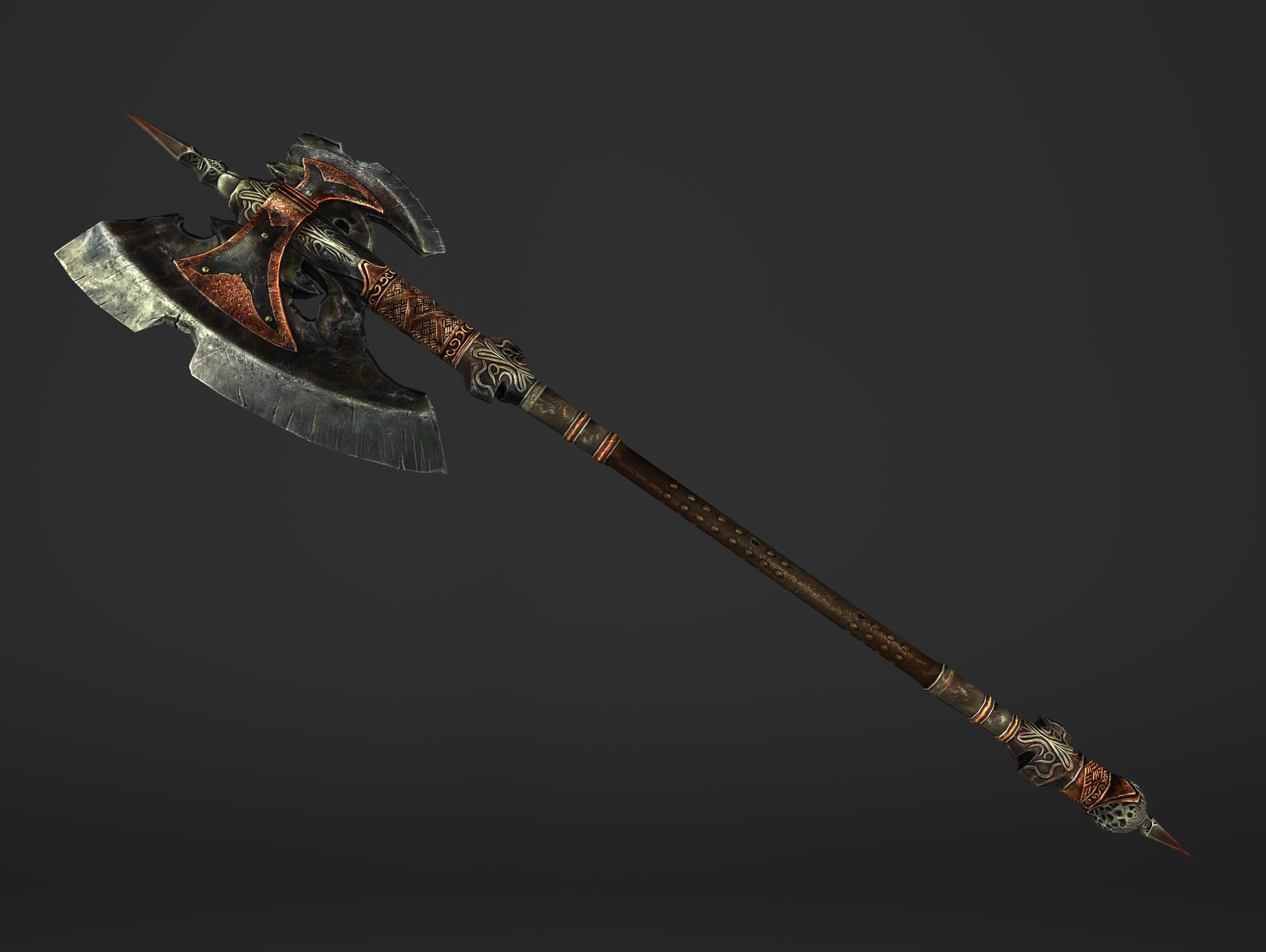 Great Spear Head Battleaxe Low-poly 3D model_2