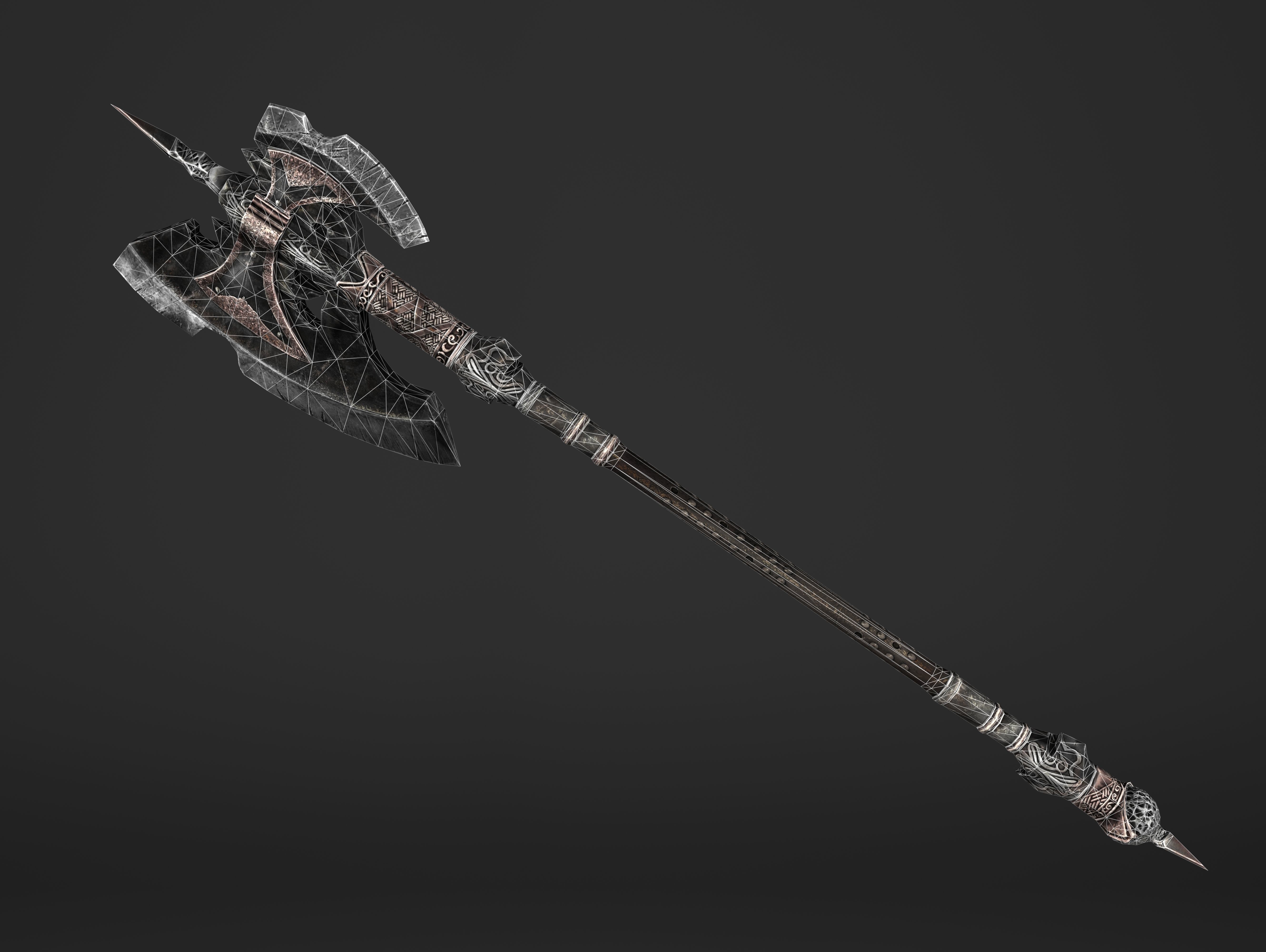 Great Spear Head Battleaxe Low-poly 3D model_19