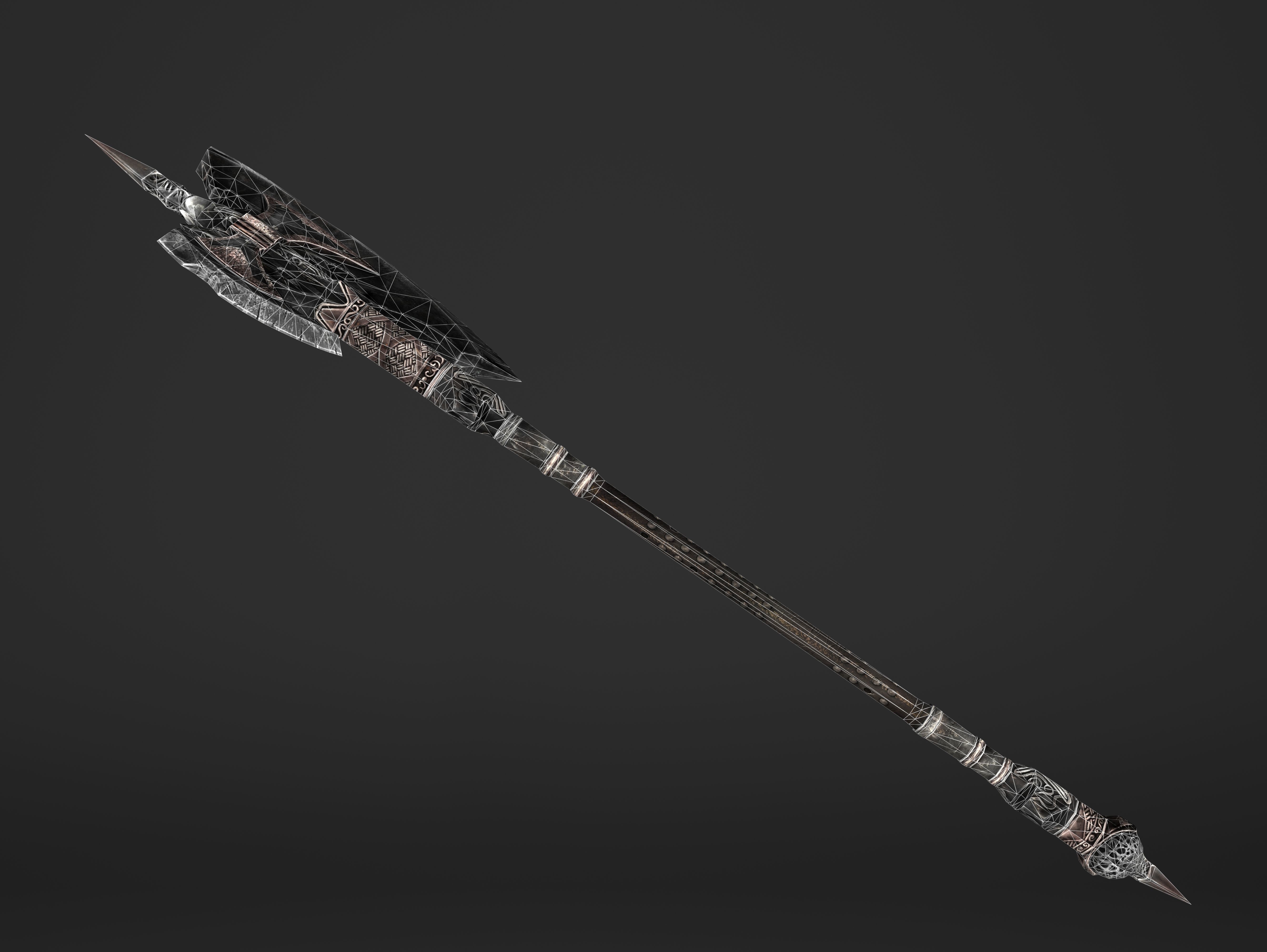 Great Spear Head Battleaxe Low-poly 3D model_15
