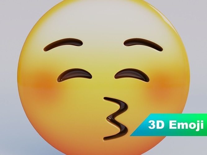 Kissing Face With Closed Eyes 3D Emoji  Low-poly 3D model