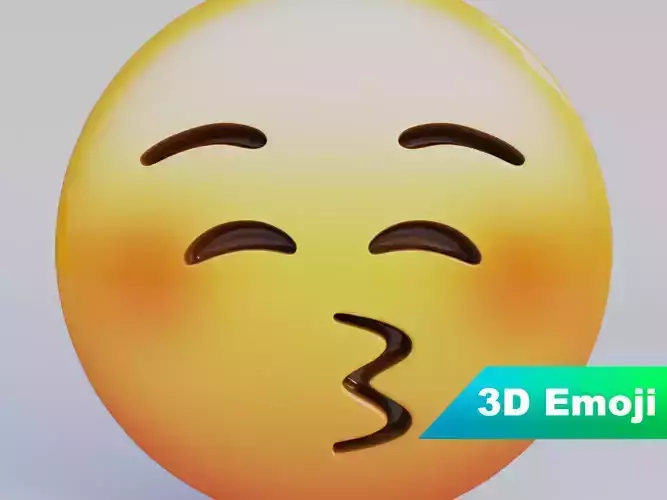 Kissing Face With Closed Eyes 3D Emoji 