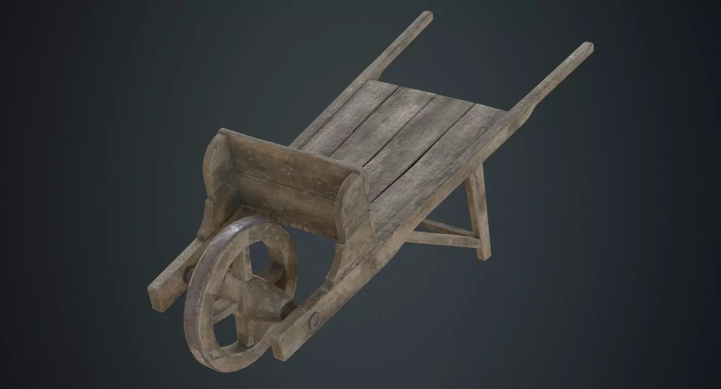 Wheelbarrow 2B Low-poly 3D model_0