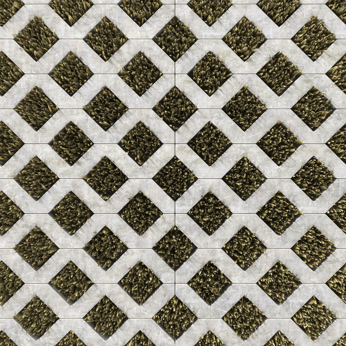 Ecoparking square of grass in middle of concrete floor 3D model_1