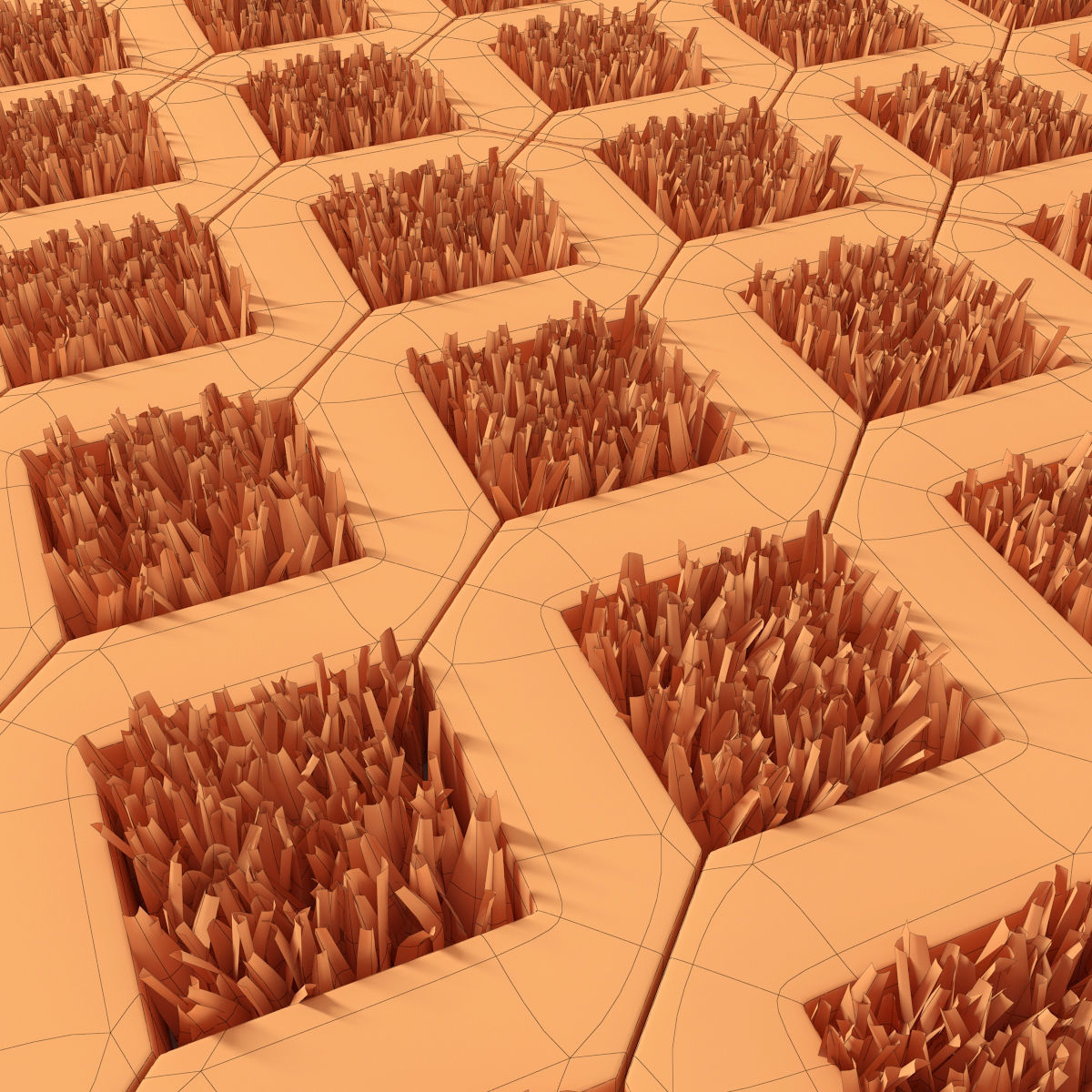 Ecoparking square of grass in middle of concrete floor 3D model_8