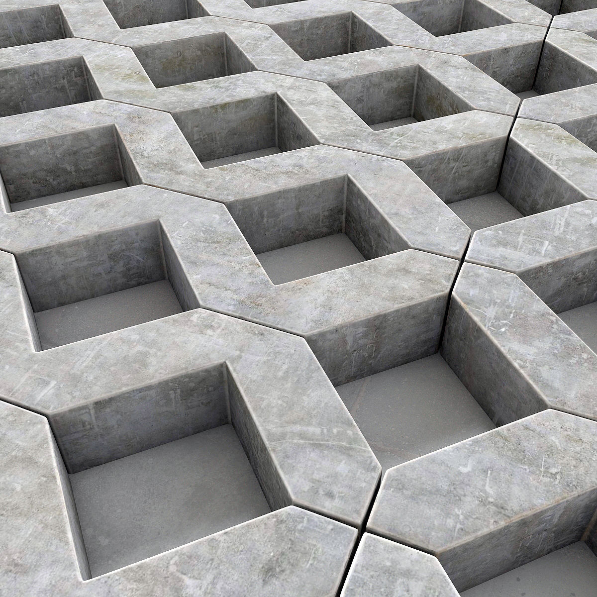 Ecoparking square of grass in middle of concrete floor 3D model_6