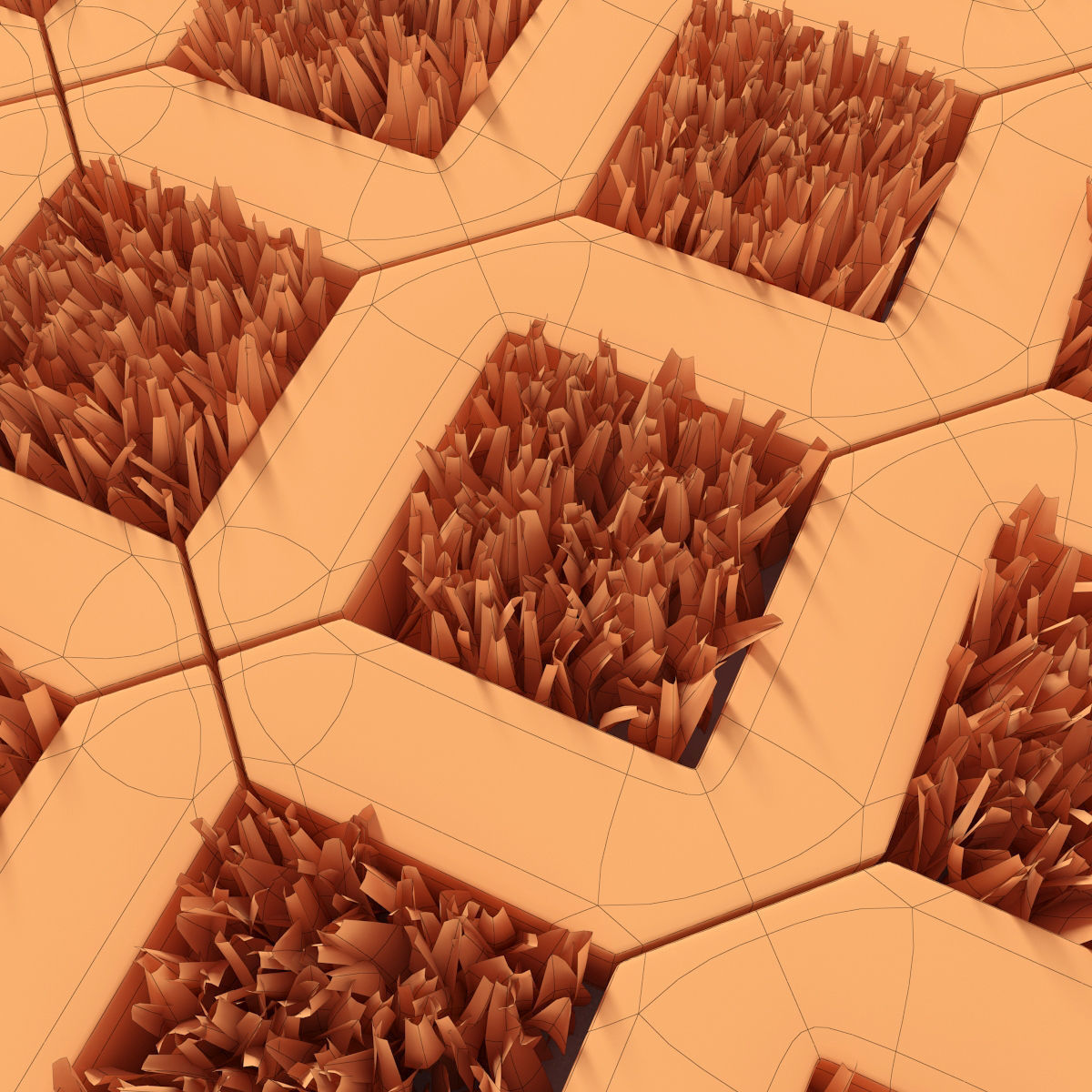 Ecoparking square of grass in middle of concrete floor 3D model_11