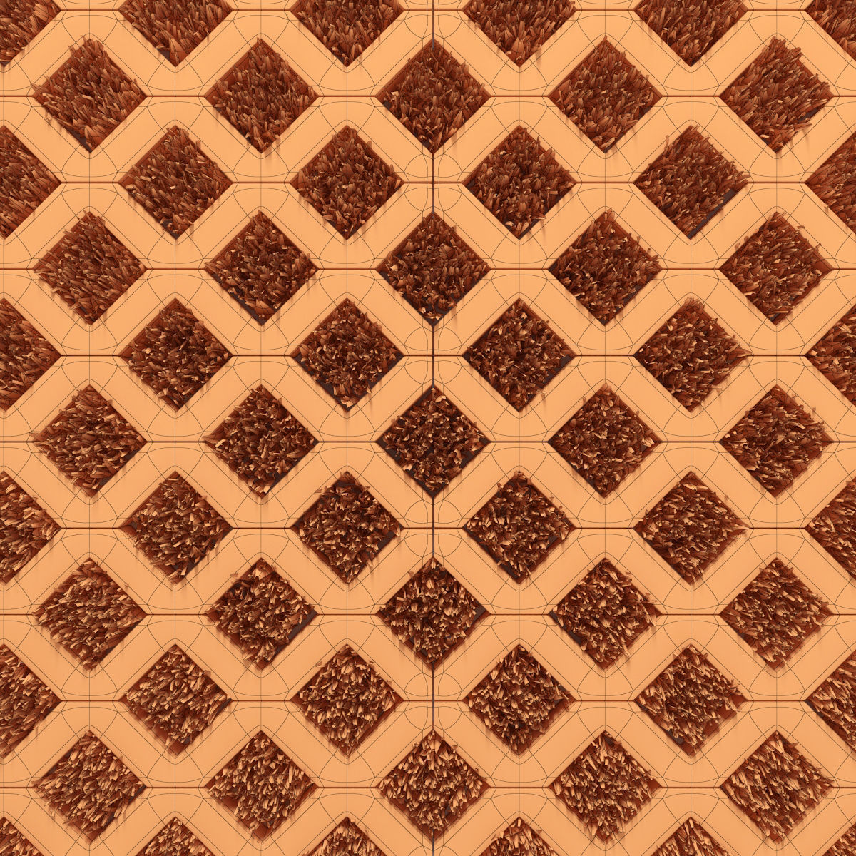 Ecoparking square of grass in middle of concrete floor 3D model_10