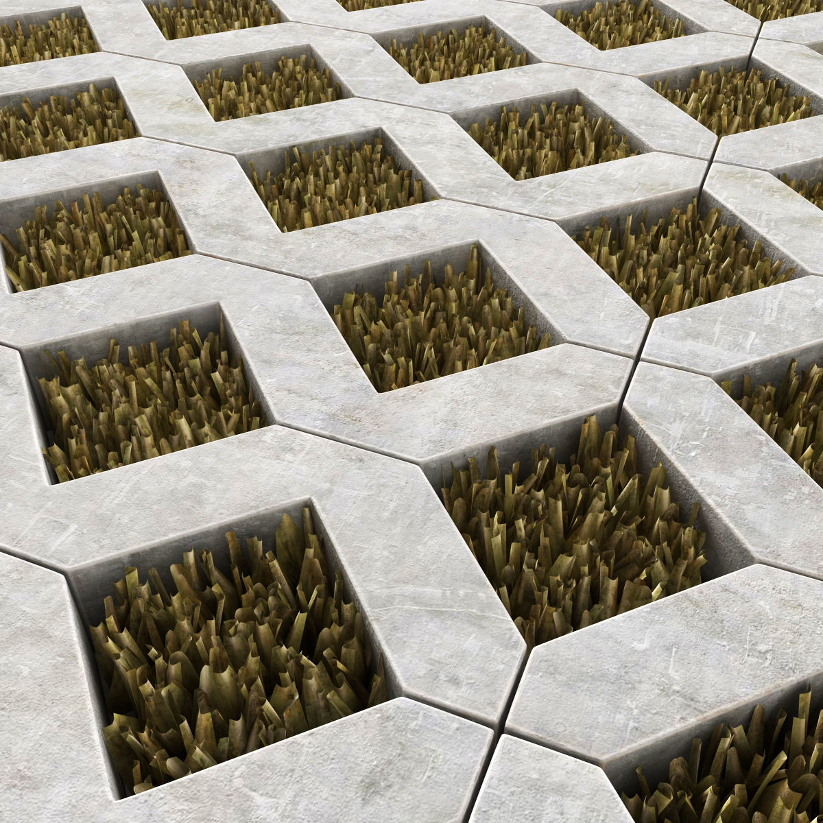 Ecoparking square of grass in middle of concrete floor 3D model_5