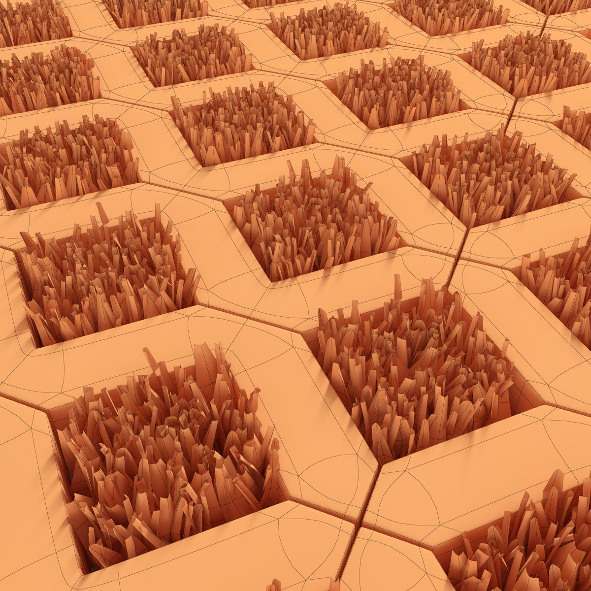 Ecoparking square of grass in middle of concrete floor 3D model_9