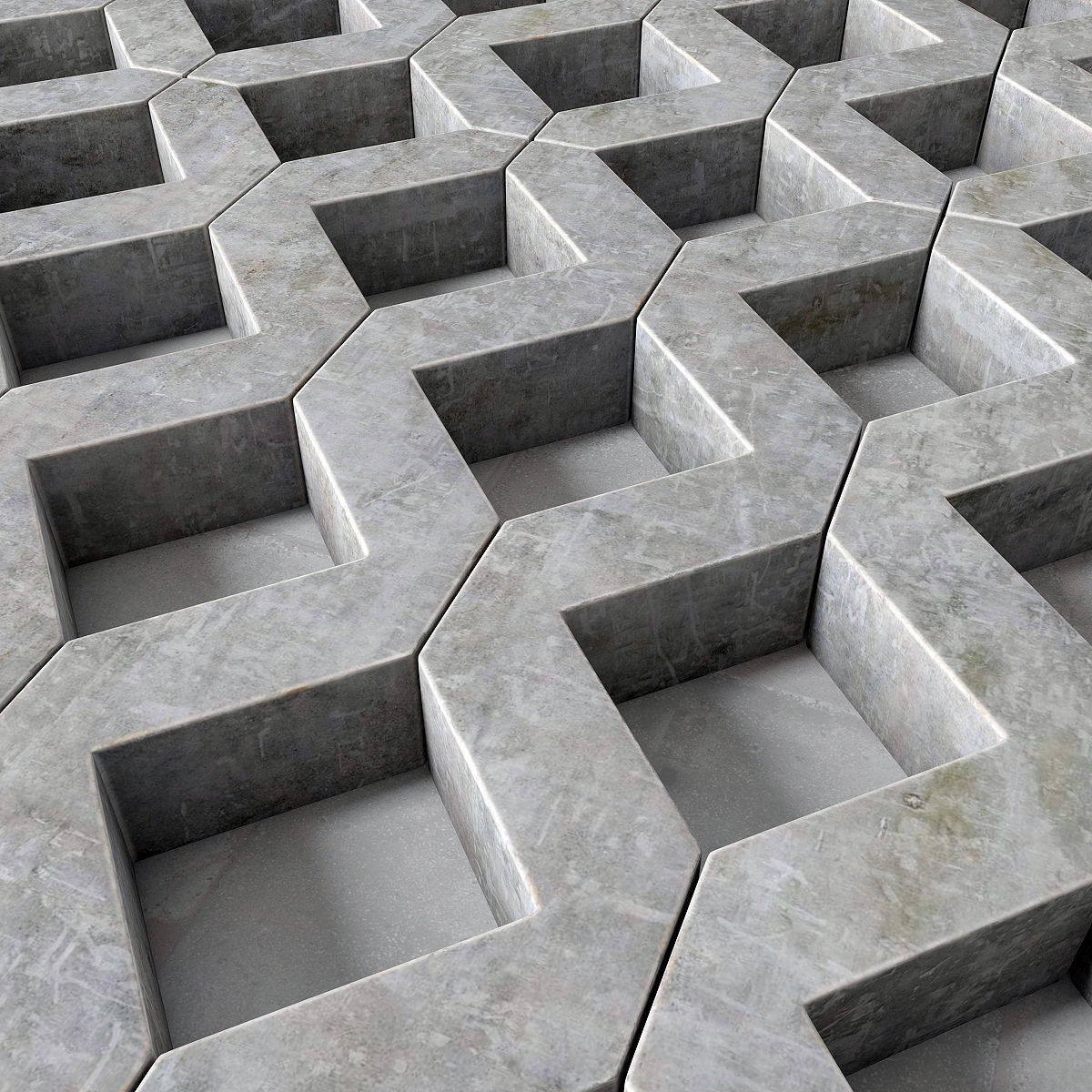 Ecoparking square of grass in middle of concrete floor 3D model_7